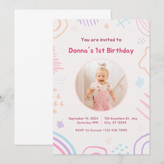 Invitation Anniversaire de enfant (Devant / Derrière)