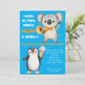 Invitation Anniversaire de enfant Animaux de fête (Debout devant)