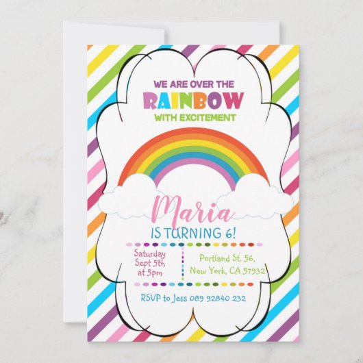 Invitation Anniversaire de enfant arc-en-ciel (Devant)