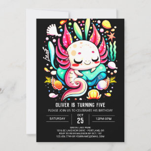 Invitation Anniversaire de enfant Axolotl moderne