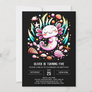 Invitation Anniversaire de enfant Axolotl numérique