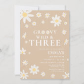 Invitation Anniversaire de enfant beige de marguerite (Devant)