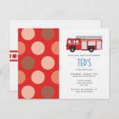 Invitation Anniversaire de enfant - Camion d'incen (Devant / Derrière)