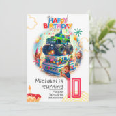 Invitation Anniversaire de enfant : Camion Monster (Debout devant)