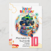 Invitation Anniversaire de enfant : Camion Monster (Devant / Derrière)