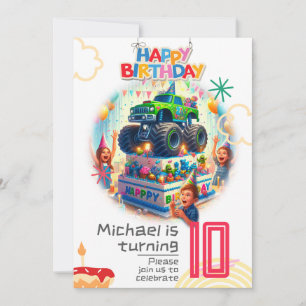 Invitation Anniversaire de enfant : Camion Monster
