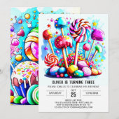 Invitation Anniversaire de enfant Candyland personnalisé (Devant / Derrière)