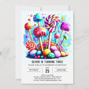Invitation Anniversaire de enfant Candyland personnalisé