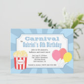 Invitation Anniversaire de enfant - Carnaval avec Popcorn et (Debout devant)