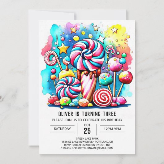 Invitation Anniversaire de enfant Chic Candyland (Devant)