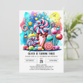 Invitation Anniversaire de enfant Chic Candyland (Debout devant)