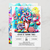 Invitation Anniversaire de enfant Chic Candyland (Devant / Derrière)