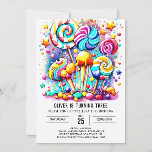 Invitation Anniversaire de enfant Chic Candyland (Devant)
