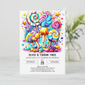 Invitation Anniversaire de enfant Chic Candyland (Debout devant)