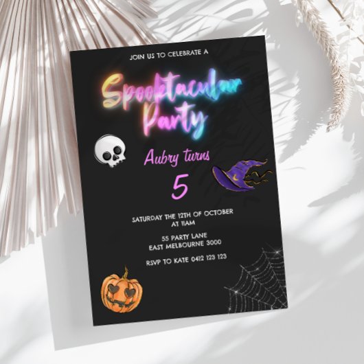 Invitation Anniversaire de enfant coloré Spooktacular Hallowe