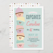 Invitation Anniversaire de enfant *Cupcake Party*  (Devant / Derrière)