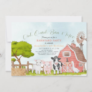 Invitation Anniversaire de enfant d'aquarelle Barnyard
