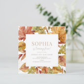 Invitation Anniversaire de enfant d'aquarelle de feuilles d'a (Debout devant)