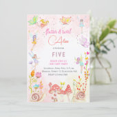 Invitation Anniversaire de enfant d'aquarelle de jardin de fé (Debout devant)