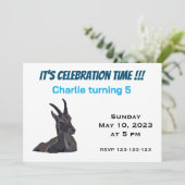 Invitation Anniversaire de enfant d'art animal de chèvre Ibex (Debout devant)