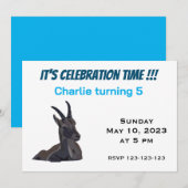 Invitation Anniversaire de enfant d'art animal de chèvre Ibex (Devant / Derrière)