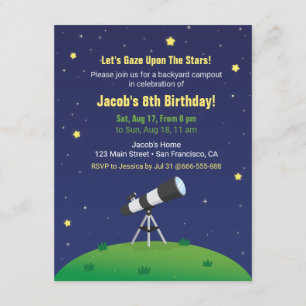 Invitation Anniversaire de enfant d'astronomie de Stargazing