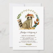 Invitation Anniversaire de enfant d'automne de l'écureuil aqu (Devant)