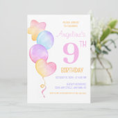 Invitation Anniversaire de enfant de ballon étoile de coeur c (Debout devant)