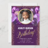 Invitation Anniversaire de enfant de ballons viole (Devant)