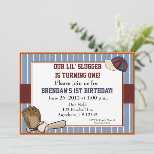 Invitation Anniversaire de enfant de baseball (Debout devant)