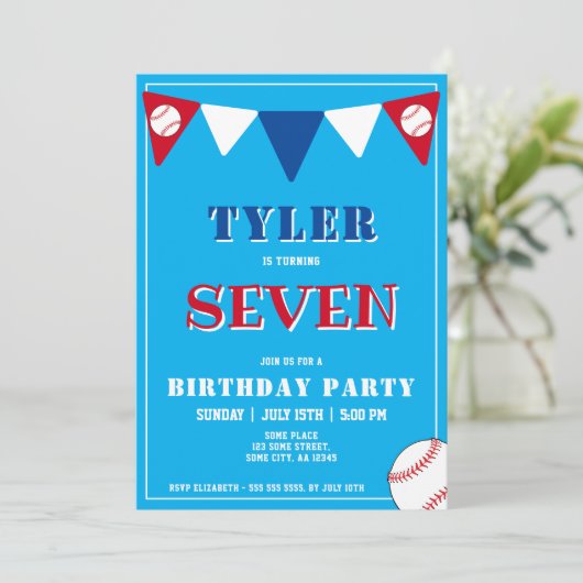 Invitation Anniversaire de enfant de baseball de bal (Debout devant)