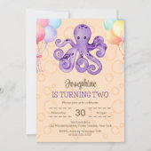 Invitation Anniversaire de enfant de bulle de poulpe à bulle (Devant)