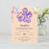 Invitation Anniversaire de enfant de bulle de poulpe à bulle (Debout devant)