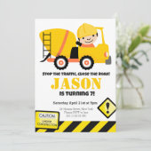 Invitation Anniversaire de enfant de camion de construction (Debout devant)