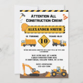 Invitation Anniversaire de enfant de camion de construction (Devant)