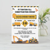 Invitation Anniversaire de enfant de camion de construction (Debout devant)