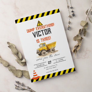 Invitation Anniversaire de enfant de camion de construction