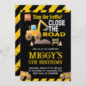 Invitation Anniversaire de enfant de camion de construction (Devant / Derrière)