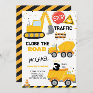 Invitation Anniversaire de enfant de camion de construction