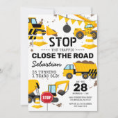 Invitation Anniversaire de enfant de camion de construction (Devant)