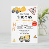 Invitation Anniversaire de enfant de camion de construction (Debout devant)