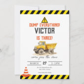 Invitation Anniversaire de enfant de camion de construction (Devant)