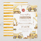 Invitation Anniversaire de enfant de camion de vidange de con (Devant / Derrière)