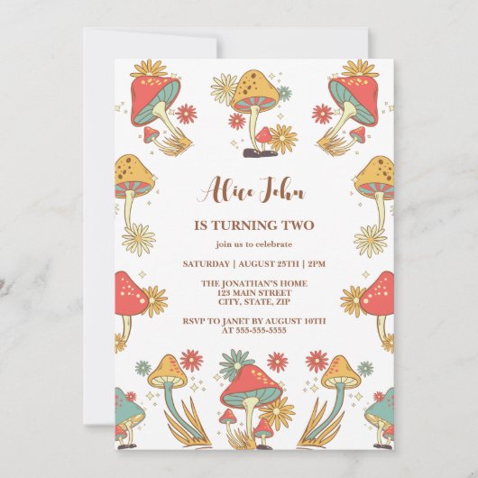 Invitation Anniversaire de enfant de champignon super psychéd (Devant)
