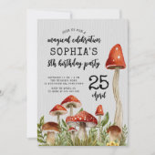 Invitation Anniversaire de enfant de champignons de bois ench (Devant)