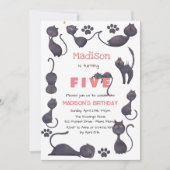 Invitation Anniversaire de enfant de chat noir (Devant)