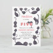 Invitation Anniversaire de enfant de chat noir (Debout devant)