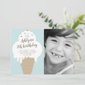 Invitation Anniversaire de enfant de cône de crème glacée (Debout devant)