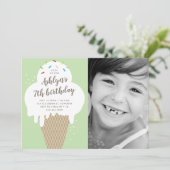 Invitation Anniversaire de enfant de cône de crème glacée (Debout devant)