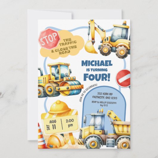 Invitation Anniversaire de enfant de construction (Devant)